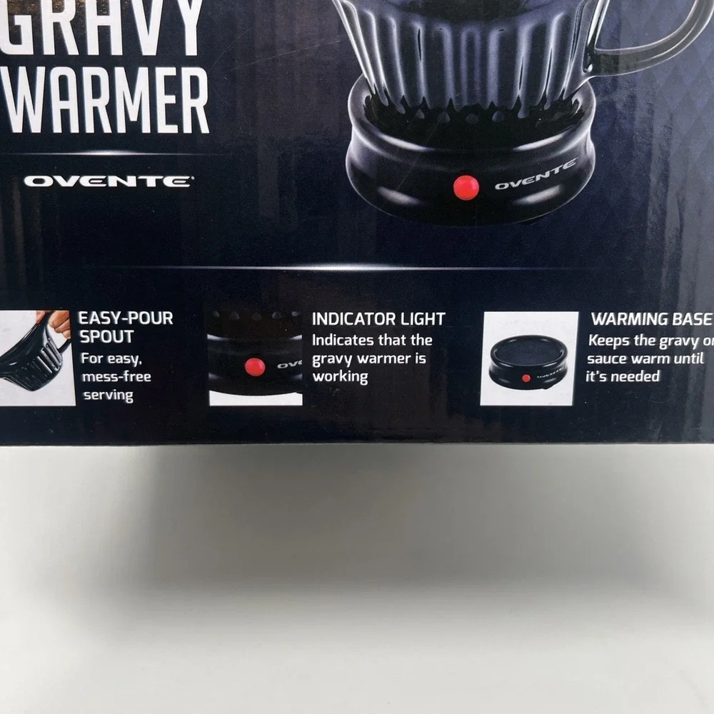NIB Ovente Electric Gravy Boat Warmer w/ ceramic pot & lid 13.5 oz electric base